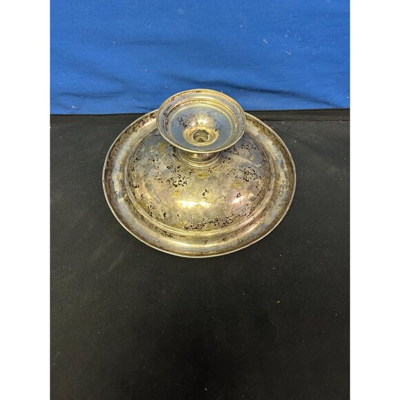 Antique Brass Pedestal Basket With Handle & Etched Floral Design - Picture 3 of 4